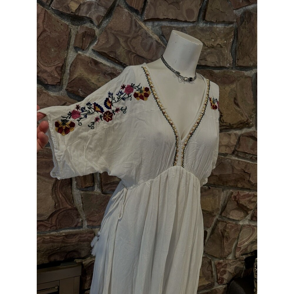 Band Of Gypsies Boho Flutter Cuba Embroidered Peasant Empire Midi Dress Size S - Picture 13 of 13